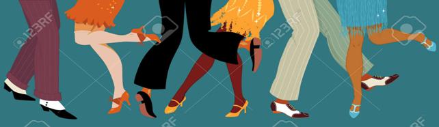 Line of men and women legs in 1920s style footwear dancing the charleston vector illustration no transparencies eps 8 - 40343805